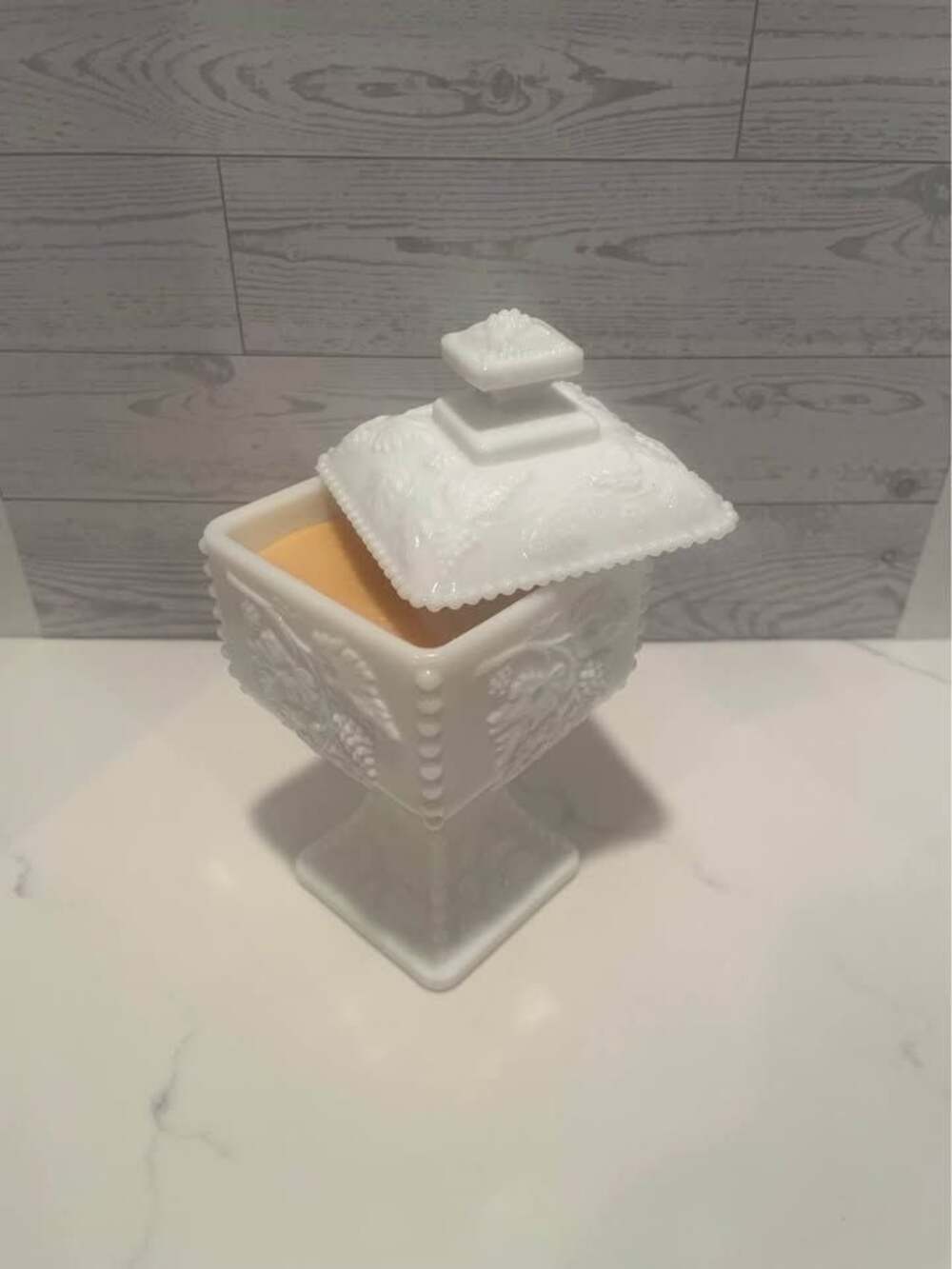 Vintage Westmorland Milk Glass Lidded Candy Dish